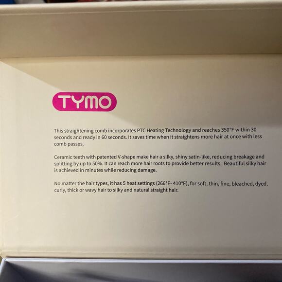 TYMO Ring Hair Straightening Comb Black Open Box - Picture 2 of 4